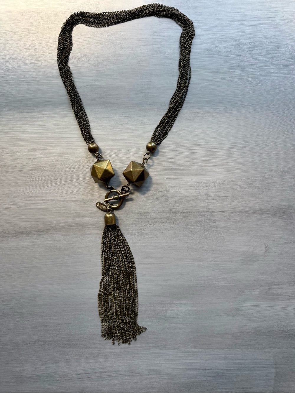 Antique Gold Multi-Chain Tassel Statement Necklace